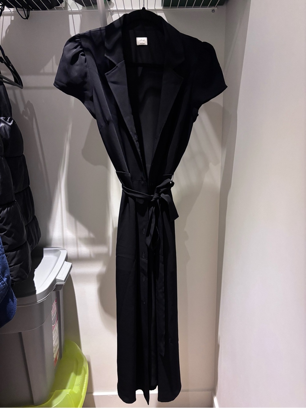 Wilfred Black Satin Wrap Robe with Tie Belt